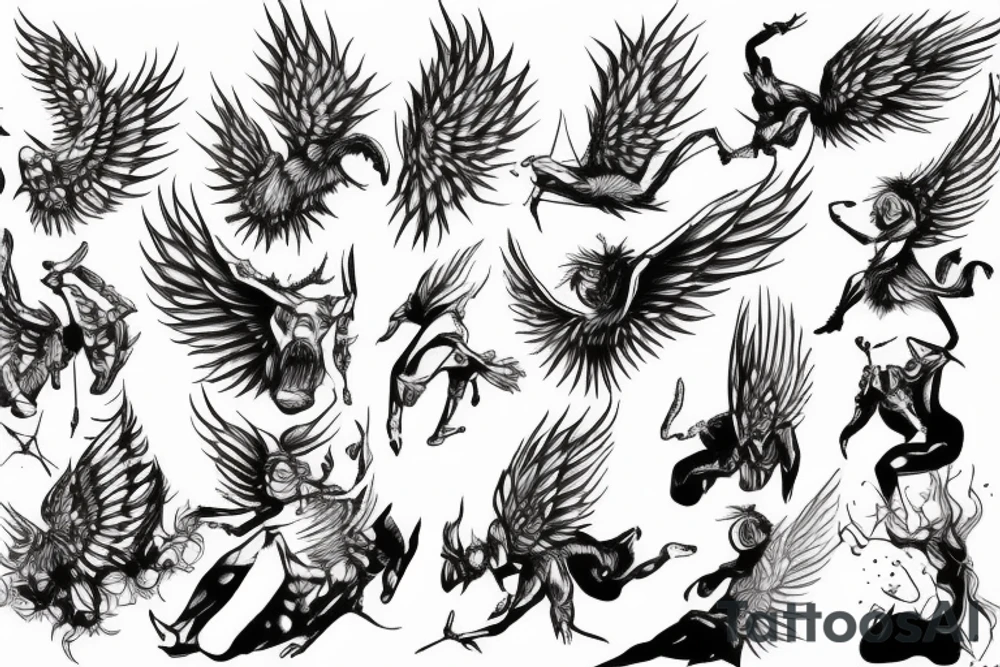 angle devil falling tattoo idea