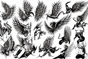 angle devil falling tattoo idea