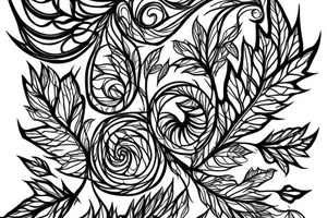 Fibonacci golden ratio split apart and held together by leafs tattoo idea