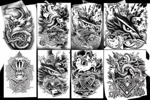 underground hip hop mixtapes with "arthub" tag on it , smokey clouds in background and Dragon comming out of the clouds , some smoking teardrops running down tattoo idea