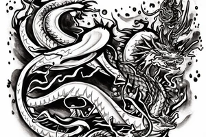 underground hip hop mixtapes with "arthub" tag on it , smokey clouds in background and Dragon comming out of the clouds , some smoking teardrops running down tattoo idea