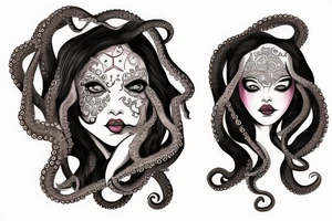 octopus face woman tattoo idea