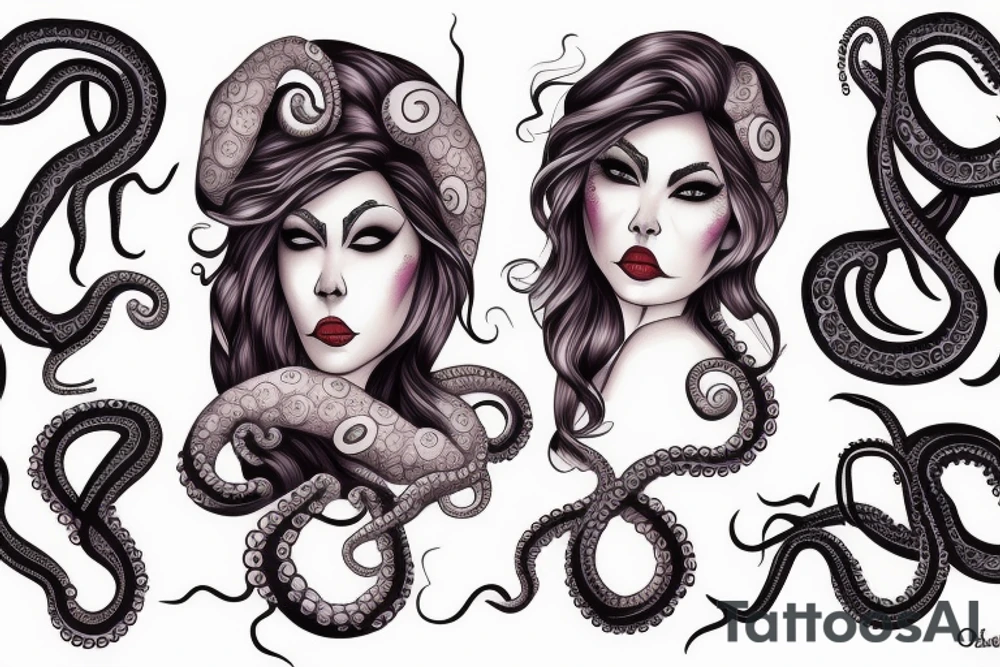 octopus face woman tattoo idea