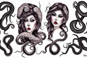 octopus face woman tattoo idea