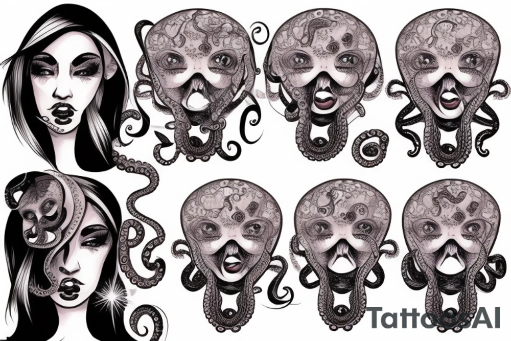 octopus face woman tattoo idea