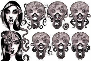 octopus face woman tattoo idea