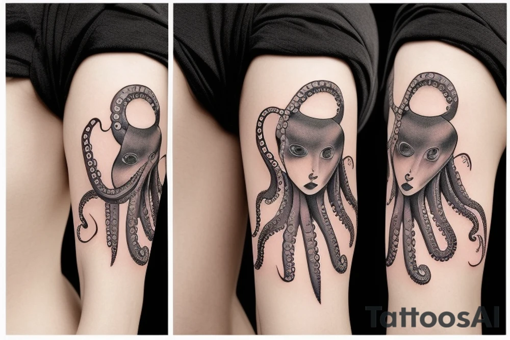 octopus face woman tattoo idea