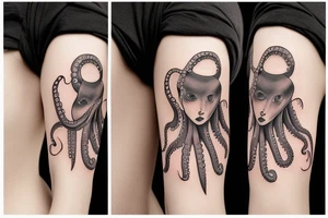 octopus face woman tattoo idea