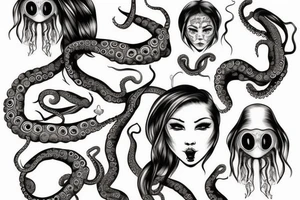 octopus face woman tattoo idea