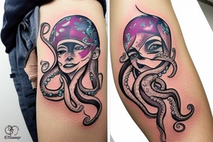 octopus face woman tattoo idea