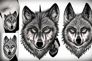 Wolf with raven tattoo idea