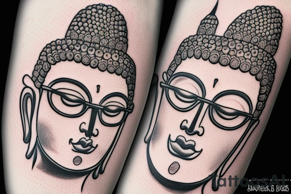 Buddha with glasses tattoo idea