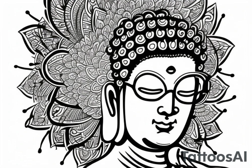 Buddha with glasses tattoo idea