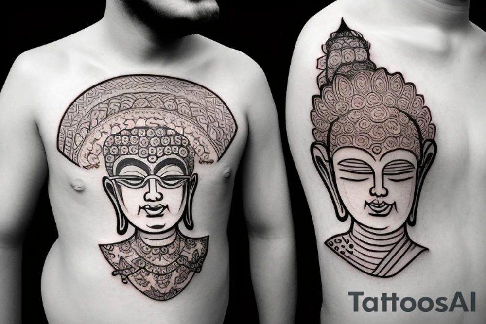 Buddha with glasses tattoo idea