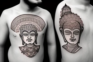 Buddha with glasses tattoo idea