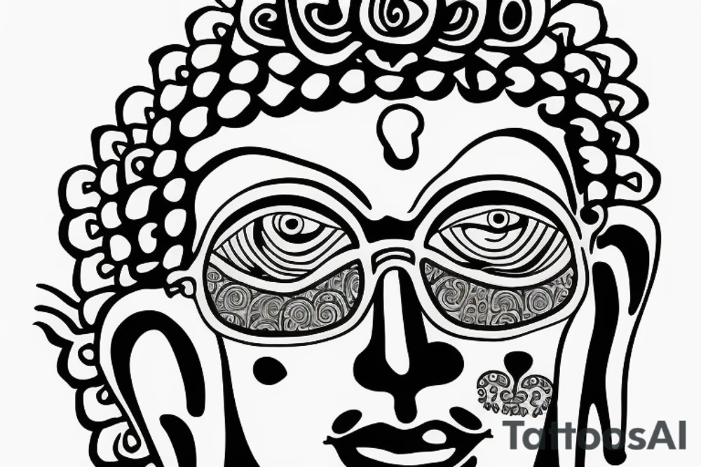 Buddha with glasses tattoo idea