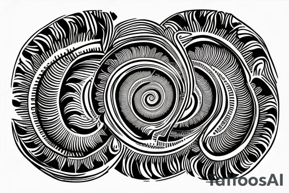 fibonacci spiral with psycodelic tikimask in it tattoo idea