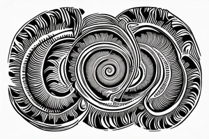 fibonacci spiral with psycodelic tikimask in it tattoo idea