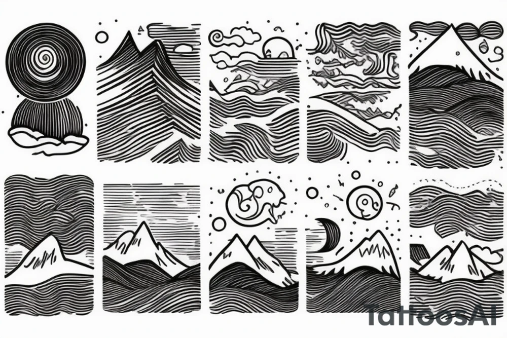 Mountains with sea tattoo idea