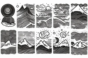 Mountains with sea tattoo idea