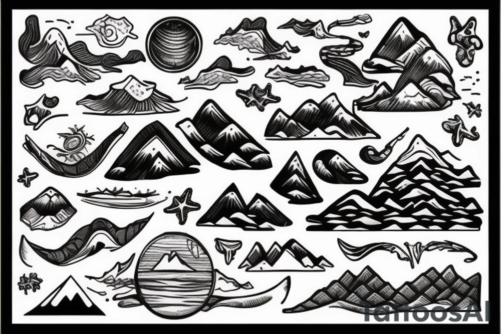 Mountains with sea tattoo idea
