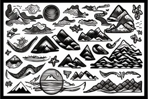 Mountains with sea tattoo idea