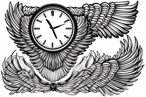 Angel wing with clock and hourglass tattoo idea