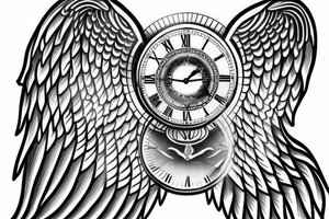 half sleeve Angel wing with clock and hourglass tattoo idea