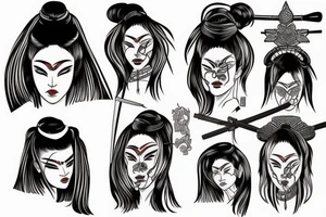 female samurai potrait tattoo idea