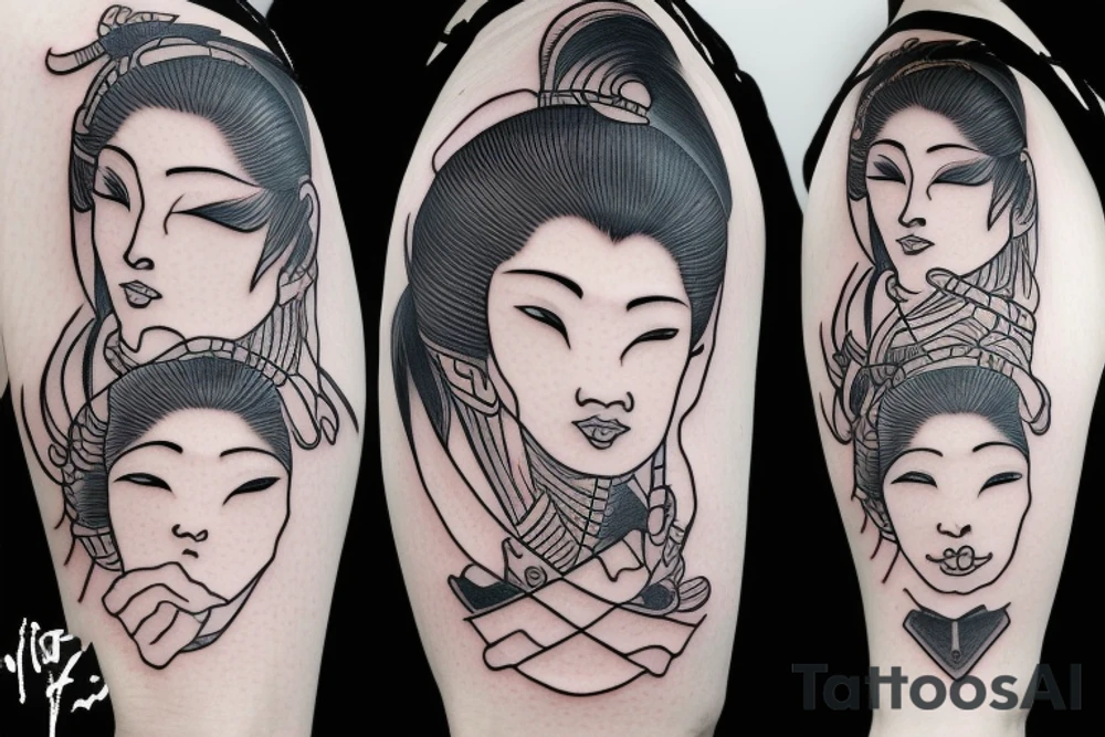 female samurai potrait tattoo idea