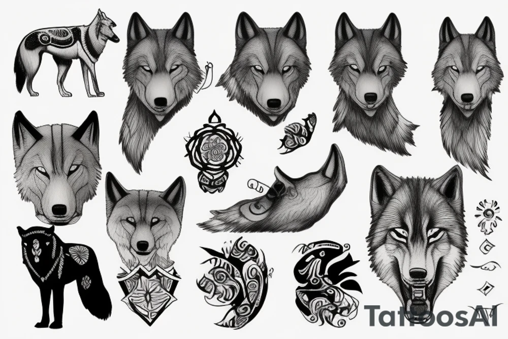 Punjab map and wolf tattoo idea