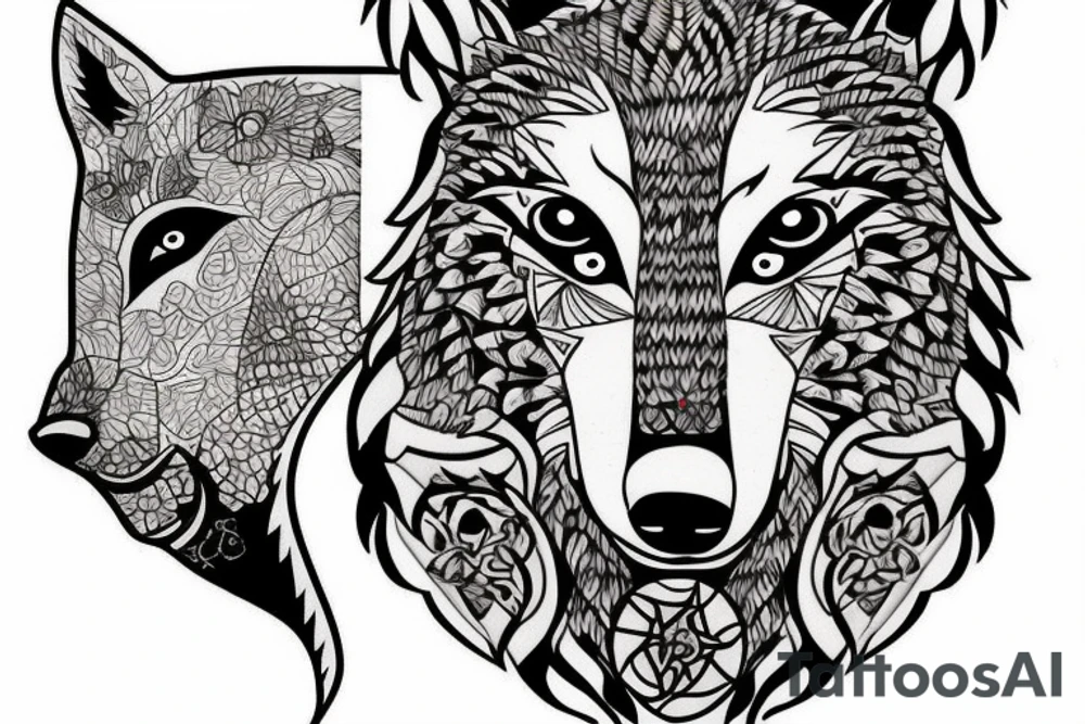 Punjab map and wolf tattoo idea