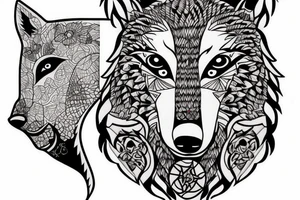 Punjab map and wolf tattoo idea