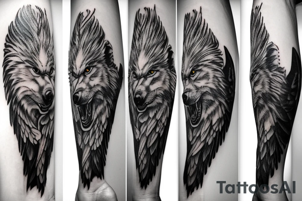 Wolf and eagle tattoo idea