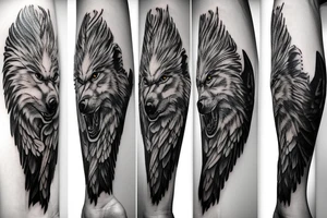 Wolf and eagle tattoo idea