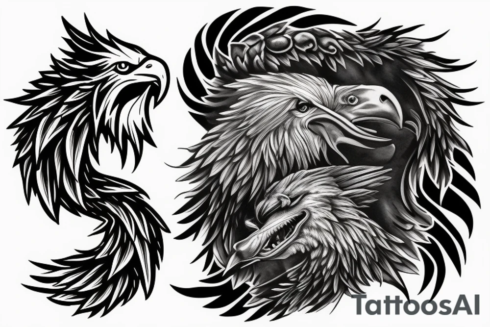 Wolf and eagle tattoo idea