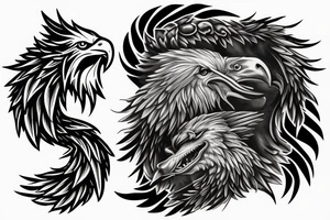 Wolf and eagle tattoo idea