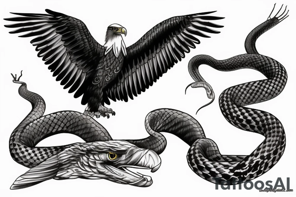 Eagle fighting snake tattoo idea