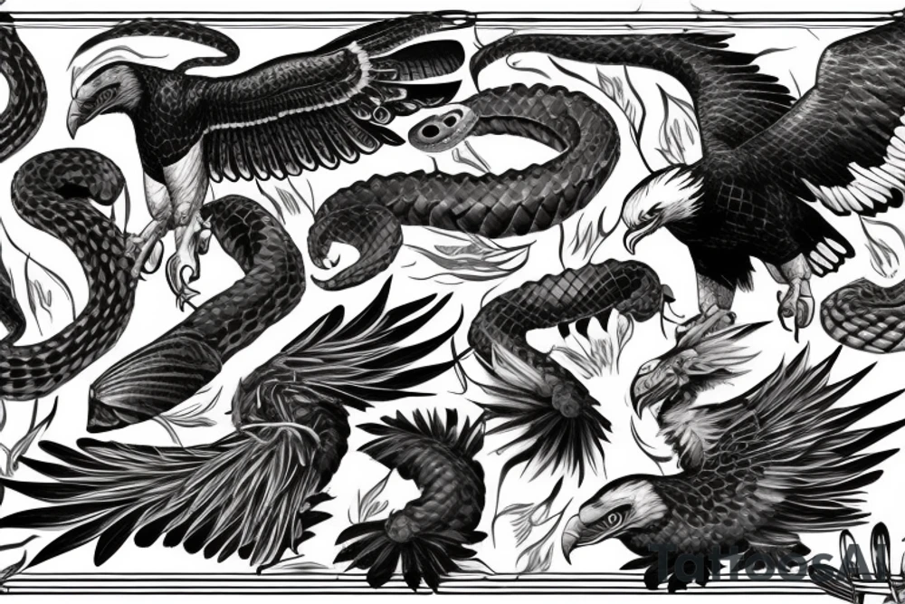 Eagle fighting snake tattoo idea