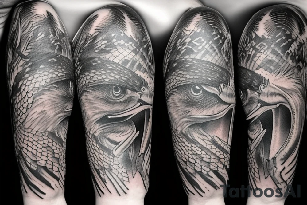 Eagle fighting snake tattoo idea