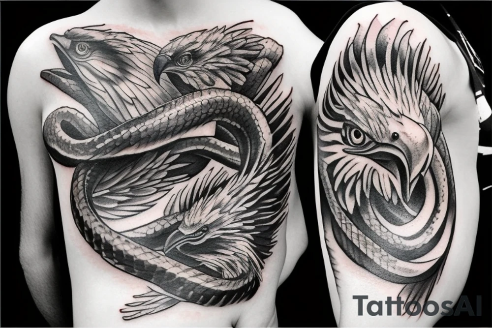 Eagle fighting snake tattoo idea