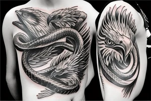 Eagle fighting snake tattoo idea