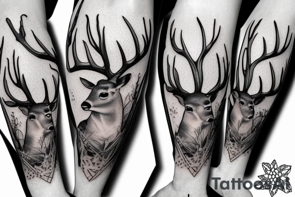 Deer on a path in the wood tattoo idea