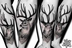 Deer on a path in the wood tattoo idea