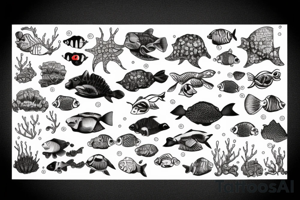 Underwater wildlife and representing 2 children tattoo idea