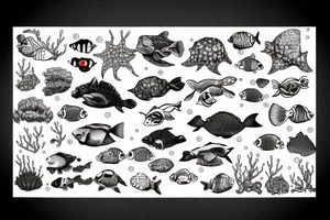 Underwater wildlife and representing 2 children tattoo idea