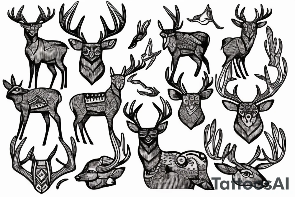 Deer on a path in the wood tattoo idea