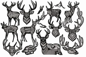 Deer on a path in the wood tattoo idea