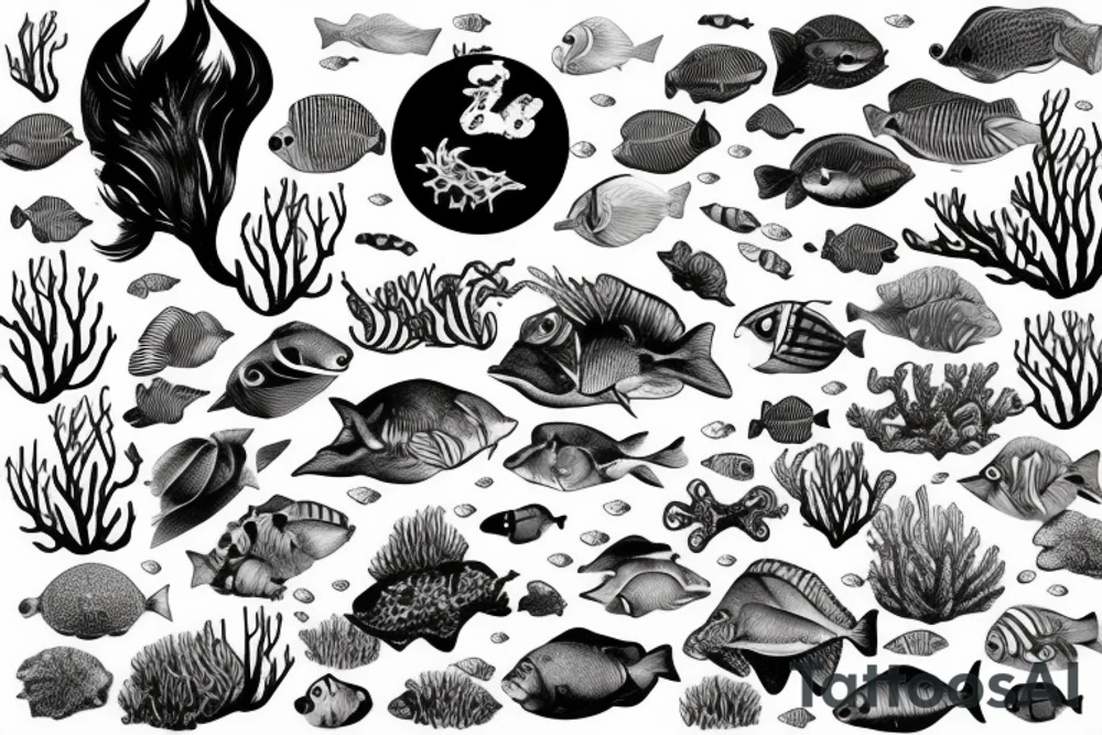 Underwater wildlife and representing 2 children tattoo idea