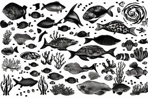 Underwater wildlife and representing 2 children tattoo idea
